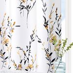 MYSKY HOME Curtains for Living Room Thermal Insulated Floral Curtains 84 Inches Long for Bedroom Dining Room Light Filtering Grommet Soft Drapes with Leaf Flower Curtains, 2 Panels, Yellow