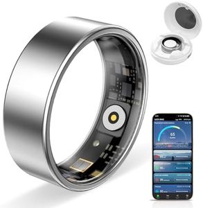 Smart Ring Health Management, Magnetic Charging case, Compatible with Android/iPhone, 3 Sports Modes, 7 Data Measurement Functions, ATM10 Waterproof 2.0 (Silver 2.0, 10)
