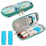 Belle Vous Insulin Cooler Travel Case with 2 Reusable Ice Packs - Diabetic Medication Organiser Bag for Insulin Pens and Other Diabetic Supplies - Portable Medical Cool Bag with Light Blue Design