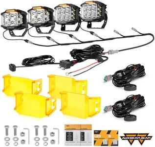 Auxbeam 4 Inch+5 Inch LED Pod Offroad Lights+6 PCS Wiring Harness Kits, V-MAX Series Spot Flood Combo Driving Lights with Side Shooter for Truck Jeep SUV ATV
