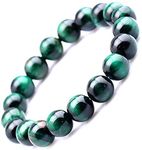 Green Tiger Eye Gemstone Bead Bracelet Stretch Chakra Energy Balance Protection Healing Gift for men & women 8mm