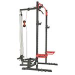 Sunny Health & Fitness Power Zone Squat Stand Rack Power Cage with Lat Pull Down Attachment