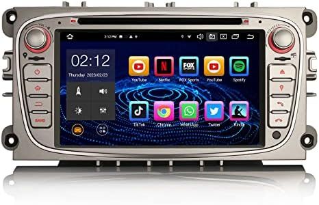 Erisin 7 pollici 8-Core 4GB+64GB Android 12 Autoradio Bluetooth con GPS Navi per Ford Focus Mondeo S-Max C-Max Galaxy Supporta Wireless CarPlay Android Auto DSP WiFi DAB+ RDS CD Player USB
