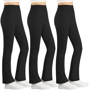 BIG ELEPHANT Girls Flare Leggings Kids Bell Bottoms High Waisted Bootcut Yoga Dance Flared Pants Black/Black/Black