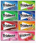 Trident Chewing Gum Variety Combo Pack (Original,Watermelon,Spearmint,Peppermint,Cinnamon,Tropical,Bubble Gum,Berry Lime) Classic Chewing Gum Each 26gm Pack Of 8