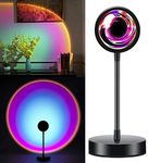 Rainbow Lights Sunset Lamp, FEEERMY Tiktok Sunset Light Projector Atmosphere Lamp, 360Degree Dimmable LED Night Light Projector for Kids Bedroom,Chill Vibe Ambiance Lamp to Any Room Office