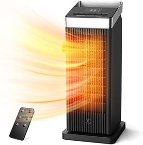 OMISOON Fan Heater 2000 W, Eco Energy Saving, PTC Thermostat Heater with 90° Oscillation, 24 Hours Timer, Wind Setting, Multiple Protection, Remote Control, 4 Modes, Home, Bedroom, Office