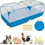 Small Pet Animals Playpen, Cage Tent Enclosure Large Chicken Run Coop with Breathable Transparent Mesh Walls Pop Open Indoor Outdoor Exercise Yard Fence for Chicks and Cat. Blue