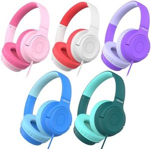 iClever Upgraded Kids Headphones for School Bulk 5Pack, Foldable & Swivel Design, 85dBA Safe Volume, Tangle-Free Cord, HD Stereo, 3.5mm Jack for Students/Classroom/Tablets/Laptops
