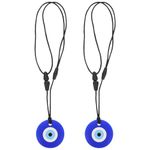 Healeved 2 Pcs Chew Necklaces for Sensory Kids Silicone Blue Evil Eye Oral Motor Aids Chewy Necklace Sensory Teething Necklace for Boys Girls Adults Chewer