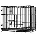 GKYMYZ Foldable Metal Dog Crate with Plastic Tray,27.5 inch x 20 inch x 23.6 inch,Wire cage,Double Door Indoor Portable pet Crate,Dog pet Kennel,Travel Dog Crate,Dog Kennel Outdoor (L)