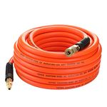 YOTOO Air Hose 3/8 in. x 50 ft, 300 PSI Heavy Duty Hybrid Air Compressor Hose, Lightweight, Kink Resistant, All-Weather Flexibility with 1/4-Inch Industrial Air Fittings and Bend Restrictors, Orange
