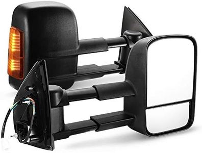 SAN HIMA Pair Towing Mirrors Fits Isuzu MU-X MY2013-MY2019 - Extendable Manually Foldable 20CM Split View Durable & Stylish Tow Mirrors with Yellow Indicators, Black