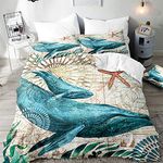 Morbuy 3D Dolphin Duvet Cover Set for Single Double King Bed, Printed Bedding Sets Boy Girl Bedroom Microfiber Duvet Set Quilt Case with Pillowcases (Baby whale,220x260cm)