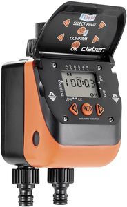Claber Aquadue Duplo Evolution Water Timer – Black/Orange, Dual Outlet