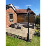 CGC Lighting Black Traditional Victorian Retro Vintage Style LED Solar Post Bollard Lantern Light Garden Porch Patio Outdoor Shed Light Lamp