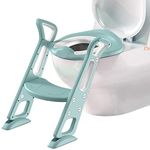 JUNIOR JOE Acrylonitrile Butadiene Styrene Foldable Potty Training Seat Chair With Handrails, Non-Slip Toilet Potty Stand And Ladder For Kids (Light Green)