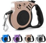 COSOWO Retractable Dog Leash with USB Rechargeable Flashlight for Night Walks, 16FT Automatic Telescopic Tractor Dog Leash for Small and Medium Dogs, Beige