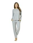 HUE Women’s 2 Piece Long Sleeve Jogger Pajama Set | Classic Novelty PJ Set Frost Grey X-Large