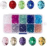 (8MM) - Bingcute Wholesale Briolette Crystal Glass Beads Finding Spacer Beads Faceted 5040 Briollete Rondelle Shape 6x8mm Assorted Colours With Container Box (300pcs)