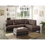 Homeify Nora 5 Seater Faux Leather Sectional Sofa with Ottoman for Living Room (Right Side,Brown)