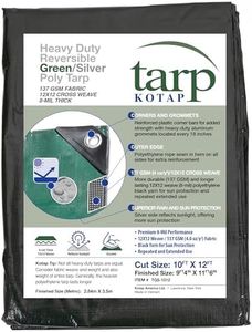 Kotap 10 x 12 Ft. Heavy-Duty Protection/Coverage Tarp, 8-mil, Reversible, Multi-Use, Waterproof, Green-Silver, 1-Pack (TGS-1012)