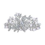 Ever Faith Wedding Hibiscus Hair Clip Barrette Cream Simulated Pearl Austrian Crystal for Women Clear