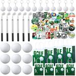 Qeeenar 98 Pcs Golf Party Favor Set Includes 12 Golf Ball Keychain 12 Golf Ballpoint Pen 12 Golf Party Supplies Bags with handles 12 Golf Stress Balls 50 Golf Stickers for Golf Themed Party Supplies