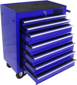 Blue Rolling Tool Chest with Wheels,7 Drawers Toolbox on Wheels Multifunctional Rolling Tool Chests&Cabinets,Craftsman Tool Chest with Key for Garage,