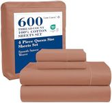LANE LINEN Split King Sheet Sets for Adjustable Beds - 5 PCs, 600 Thread Count Split King Sheets Set - Sateen King Split Sheets for Adjustable Bed - Split Top King Sheets Set for Bed - Rose Dawn