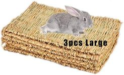 Grass Mat Woven Bed Mat for Small Animal 3PCS Large Bunny Bedding Nest Chew Toy Bed Play Toy for Guinea Pig Parrot Rabbit Bunny Hamster Rat