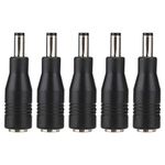 Fdit DC Power Adapter Kits 5Pcs, Universal Adapter Plug Converter 7.4mm x 5.0mm to 5.5mm x 2.5mm DC Plug Jack Tips for Power Supply & Testing