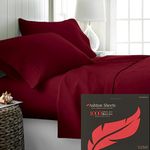 Ashton Sheets 100% Egyptian Cotton Sheets Queen Size - 1000 Thread Count 4 PC Queen Sheet Set Egyptian Cotton, Sateen Luxury Sheets Queen Size, High Thread Count Sheets, 16" Deep Pocket - Burgundy