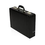 Tassia Briefcases - Medium Leather Executive Attache Case Briefcase - Luxury Suede Interior & Twin Combination Locks - Laptop Hand Luggage Pilot Case