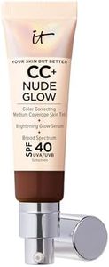 IT Cosmetics CC+ Nude Glow Lightweight Foundation + Glow Serum with SPF 40 - With Niacinamide, Hyaluronic Acid & Green Tea Extract - Deep Bronze - 1.08 fl oz