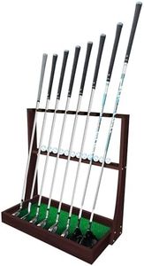 Kucttiu Wooden Golf Club Holder Stand Floor Display Rack,Golf Putter Stand Holds 8 Clubs 12 Balls,Golf Club Storage Rack for Indoor Home Office Floor Garage