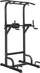 BangTong&Li Power Tower Dip Station Adjustable Pull Up & Dip Stands Multi-Function Strength Training Pull up Bar Fitness Equipment for Home Gym (Black)