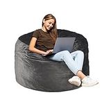 SIMFLAG 3Ft Bean Bag Chair, Memory Foam Filling Bean Bag Chairs with Velvet Cover, Removable and Machine Washable Cover, Giant Bean Bag Chair for Adult - Grey