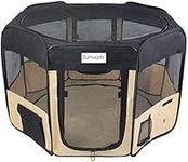 ZuHucpts 48" Portable Foldable Pet Playpen Exercise Pen for Dogs Puppies/Cats | Indoor/Outdoor Use | Includes Pet Grooming Glove