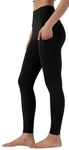 Leovqn Yoga Pants with Pockets Gym Legging Women High Waist Sport Running Workout Tummy Control Leggings - Black L