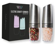 KSL Gravity Electric Salt and Pepper Grinder Set - Adjustable Motorized Electrical Powered Auto Shakers Holiday kit - Automatic Power Mill - Automated Battery Electronic Crusher