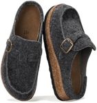 Project Cloud Genuine Leather Moccasin-Style Clogs for Women - Memory Foam and Water Resistant Mules Slip-on - Non-Slip and Durable Clogs Casual Shoes for Women Footwear (Carline, DKGREYFLAN,6.5)