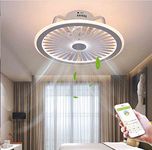 JUSTSWAG kzan Led Ceiling Fans with Lights, 40cm Fan Ceiling lamp 3 Dimmable 6 Speeds APP Remote Control Modern Bedroom Fan Quiet Ceiling Fan Light for Living Room Bedroom Lighting