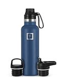 Insulated Water Bottle with Spout Lid Narrow - 590ml (3 Lids) - Cold 24hrs & Hot 12hrs Drinks - Double-Walled Stainless Steel Metal Leakproof Travel Sports Gym Camping & Hiking Hydration Flask