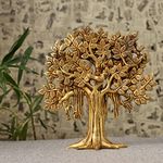 Jaszz Art Pure Brass Kalpavriksha Tree Showpiece (9 inches, 1.25 Kg) Trees of Life - Home Decor - Gift for Good Luck Vastu and Fengshui - Best in Living Room Table Decoration with Antique Polish