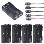 Yosawo 5-Pieces 2 x 1.5V(3V) AA Battery Holder Case,Black Plastic DIY Battery Storage Box with Standard Snap Connector (AAK2)