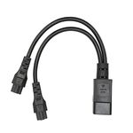 Laptop Splitter Power Plug Cord, IEC320 C14 Male to IEC320 C5 Female Power Cord for Laptop Power Adapter, Desk Lamps, Speakers, LCD Monitors, Printers