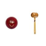 SG Club Cricket Ball Leather(Red) Standard Size Wooden Mallet