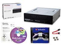 Pioneer BDR-212UBK Internal 16x Blu-ray Writer Drive Bundle with Cyberlink Burning Software, 25GB M-DISC BD-R, SATA Cable and Mounting Screws - Burns CD DVD BD DL BDXL Discs