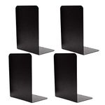 VONDERSO Bookends Black, Metal Book Ends Supports for Shelves Decor Home Office and School, Unique Black Bookends with Rubbers Pad on The Bottom, 2Pairs’